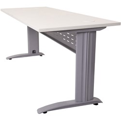 Rapid Span Open Straight Desk 1500Wx700mmD Modesty Panel With White Top & Silver Steel Frame