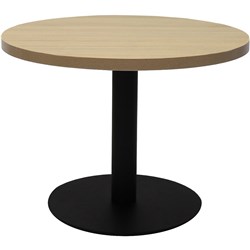 Rapidline Disc Base Coffee Table 600D x 450mmH Oak Top Black Base