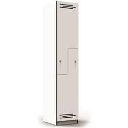 Rapidline Melamine Locker 2 Step Door 380W x 455D x 1850mmH White/Black Edging