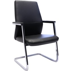 Rapidline CL3000V Slimline Executive Cantilever Chair Medium Back With Arms Black PU