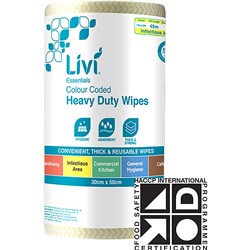 Livi Essentials Commercial Wipes 90 sheets Antibacterial Yellow Carton of 4
