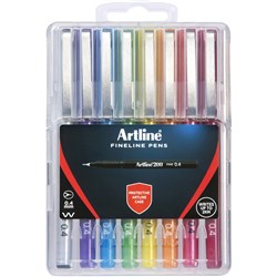Artline 200 Fineliner Pen Fine 0.4mm Assorted Hard Case Pack Of 8