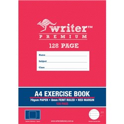 Writer Premium Exercise Book A4 8mm Ruled 128 Pages Square