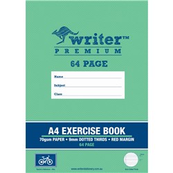 Writer Premium Exercise Book A4 9mm Dotted Thirds 64 Pages Bike