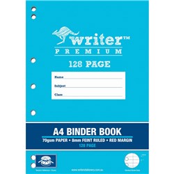Writer Premium Binder Book A4 8mm Ruled 128 Pages Drums