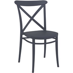 Cross Back Hospitality Dining  Chair Indoor Outdoor Use Stackable Poly Anthracite