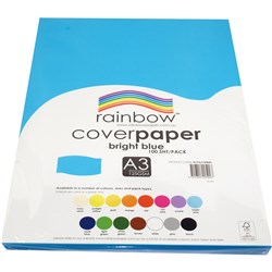 Rainbow Cover Paper A3 125gsm Bright Blue 100 Sheets