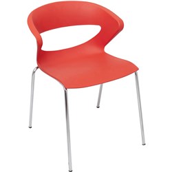 Rapidline Taurus Chair 4 Leg Chrome Frame Poly Shell Red