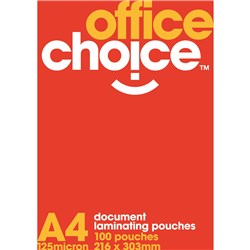 Office Choice Laminating Pouches A4 125 Micron Pack of 100